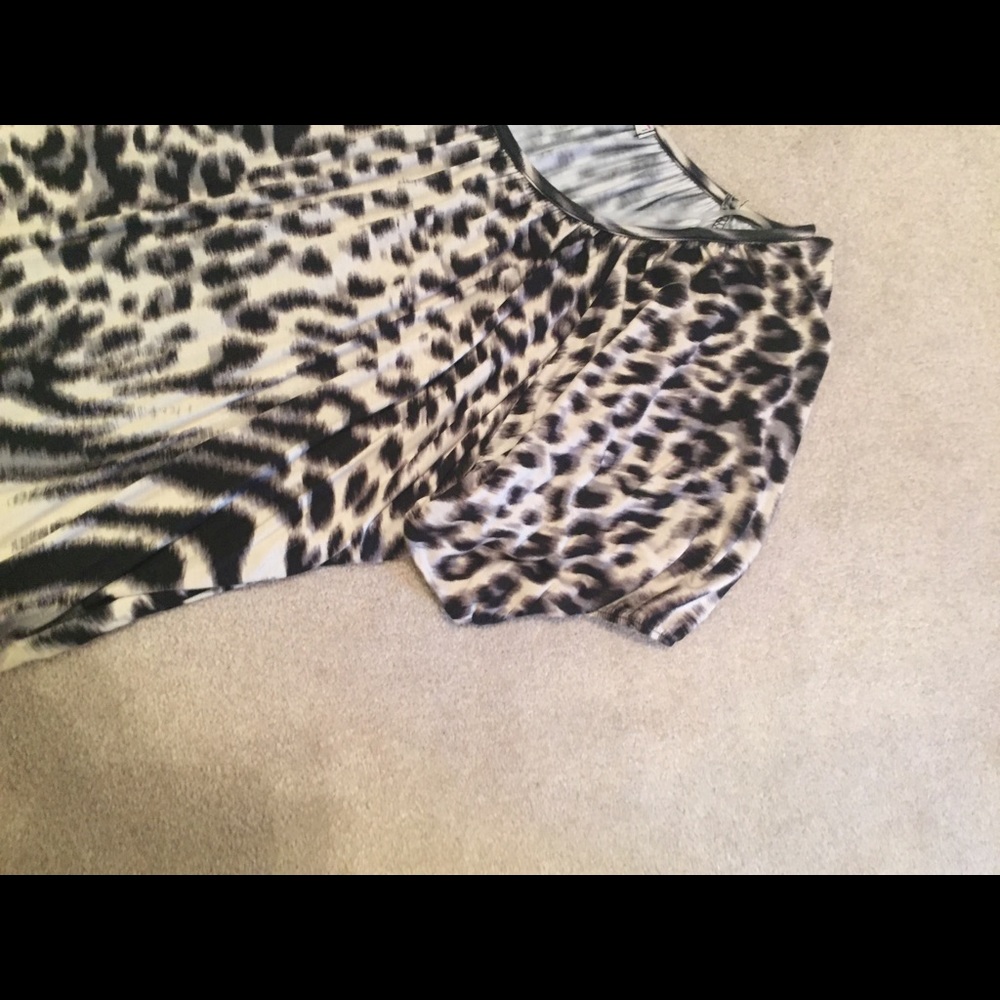 Leopard Print Top w/ Raglan Banded Short Sleeves - Picture 3 of 4